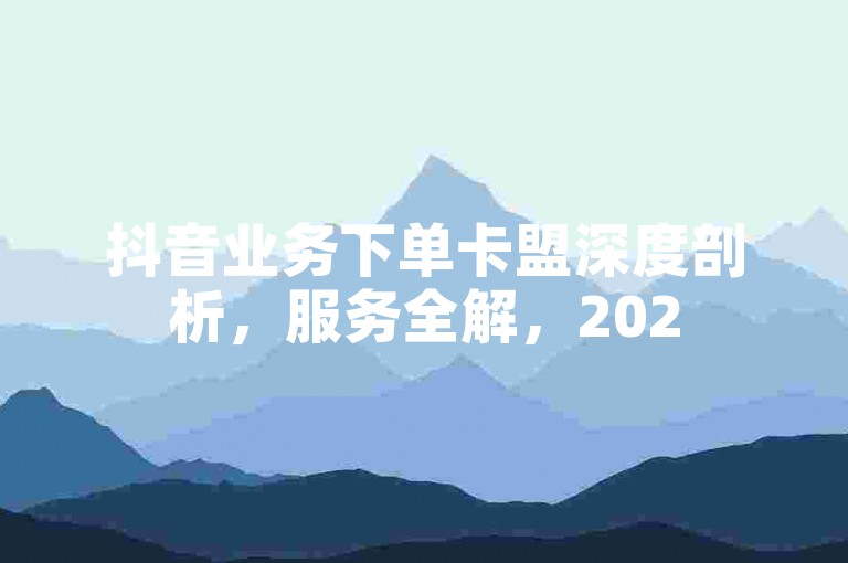 抖音业务下单卡盟深度剖析，服务全解，2025 必备指南！
