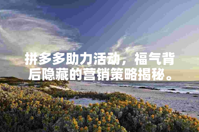 拼多多助力活动，福气背后隐藏的营销策略揭秘。