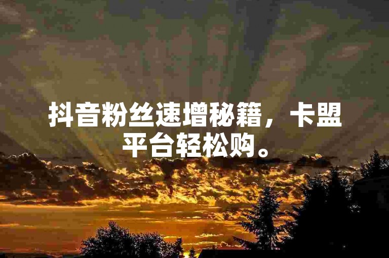 抖音粉丝速增秘籍，卡盟平台轻松购。