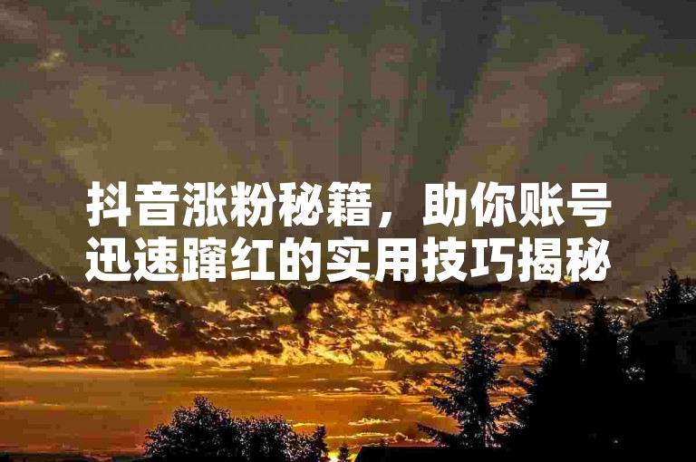 抖音涨粉秘籍，助你账号迅速蹿红的实用技巧揭秘。