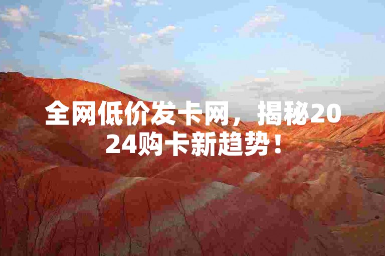 全网低价发卡网，揭秘2024购卡新趋势！