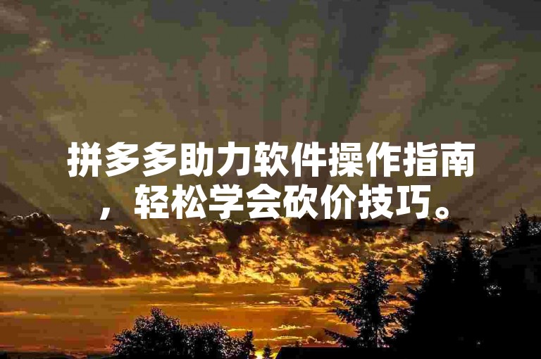 拼多多助力软件操作指南，轻松学会砍价技巧。