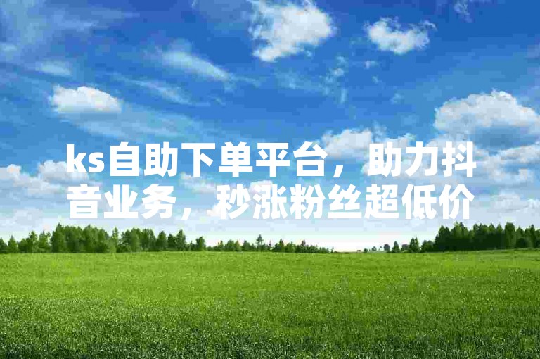 ks自助下单平台，助力抖音业务，秒涨粉丝超低价！