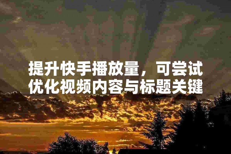 提升快手播放量，可尝试优化视频内容与标题关键词。