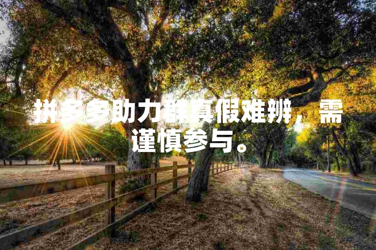 拼多多助力群真假难辨，需谨慎参与。