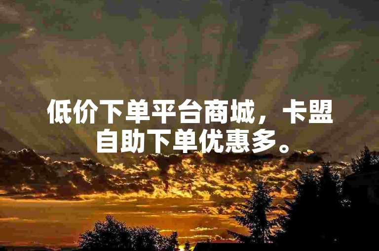 低价下单平台商城，卡盟自助下单优惠多。