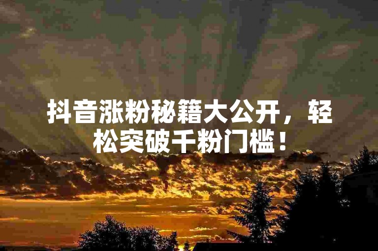 抖音涨粉秘籍大公开，轻松突破千粉门槛！