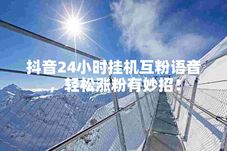 抖音24小时挂机互粉语音，轻松涨粉有妙招！