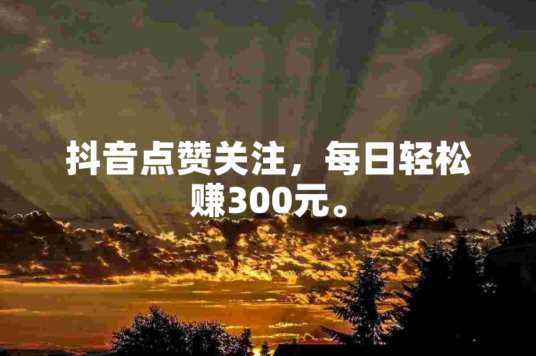 抖音点赞关注，每日轻松赚300元。