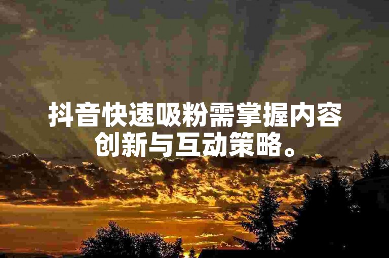 抖音快速吸粉需掌握内容创新与互动策略。