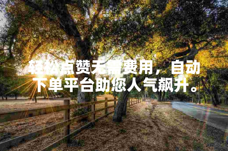 轻松点赞无需费用，自动下单平台助您人气飙升。