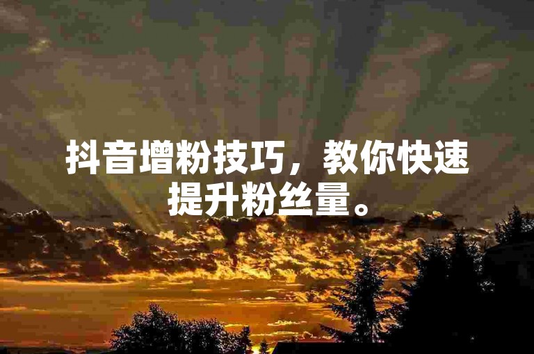 抖音增粉技巧，教你快速提升粉丝量。