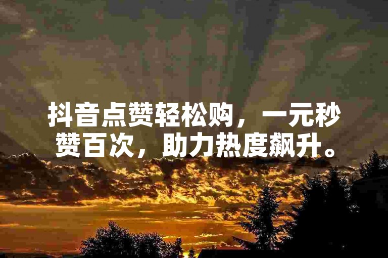 抖音点赞轻松购，一元秒赞百次，助力热度飙升。
