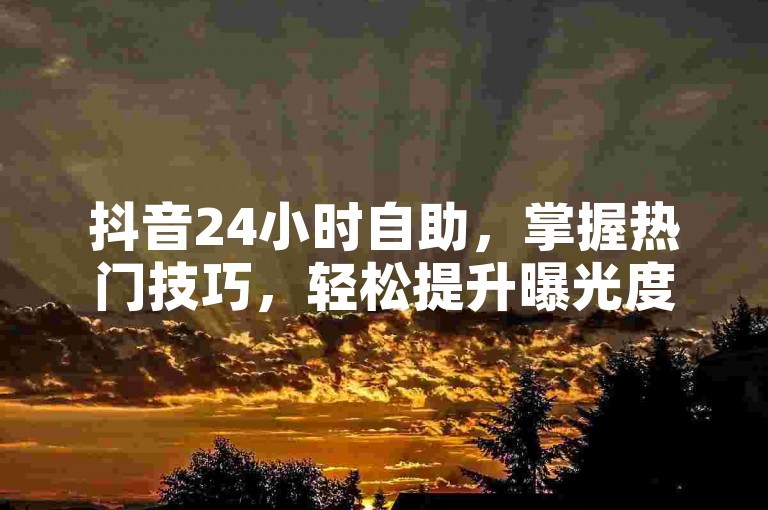 抖音24小时自助，掌握热门技巧，轻松提升曝光度。