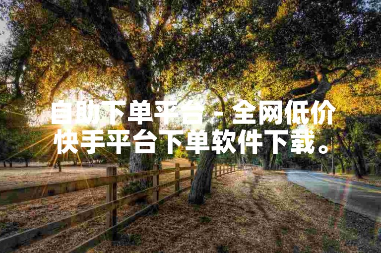 自助下单平台 - 全网低价快手平台下单软件下载。