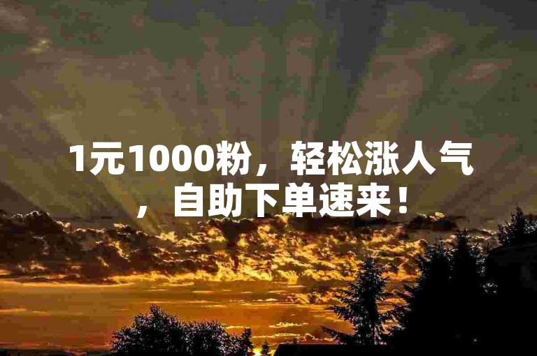 1元1000粉，轻松涨人气，自助下单速来！