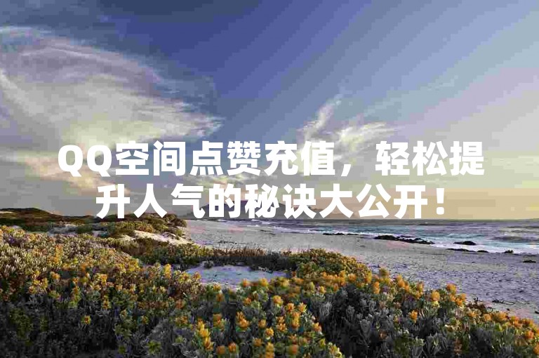 QQ空间点赞充值，轻松提升人气的秘诀大公开！