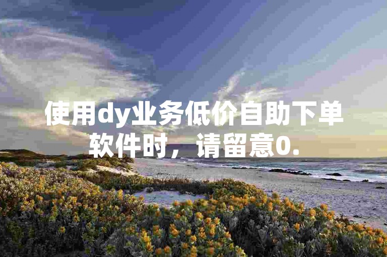 使用dy业务低价自助下单软件时，请留意0.5元1000赞自助下单的注意事项。
