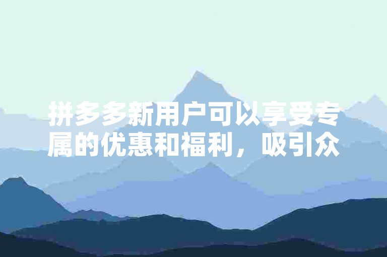 拼多多新用户可以享受专属的优惠和福利，吸引众多消费者加入这个电商平台。