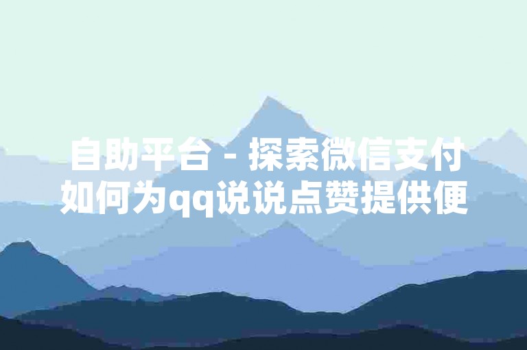 自助平台 - 探索微信支付如何为qq说说点赞提供便捷途径。
