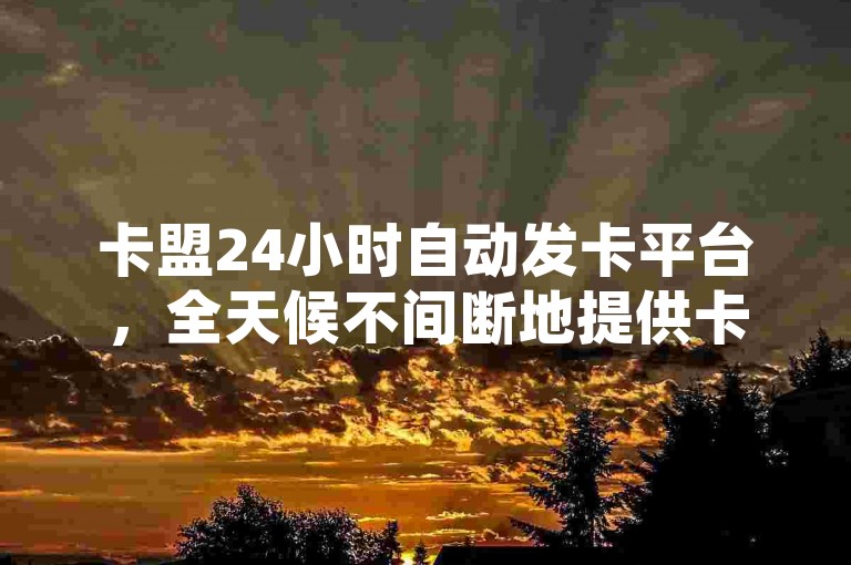 卡盟24小时自动发卡平台，全天候不间断地提供卡盟服务。