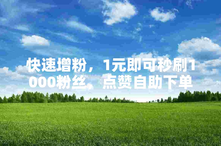 快速增粉，1元即可秒刷1000粉丝，点赞自助下单通道已开启。