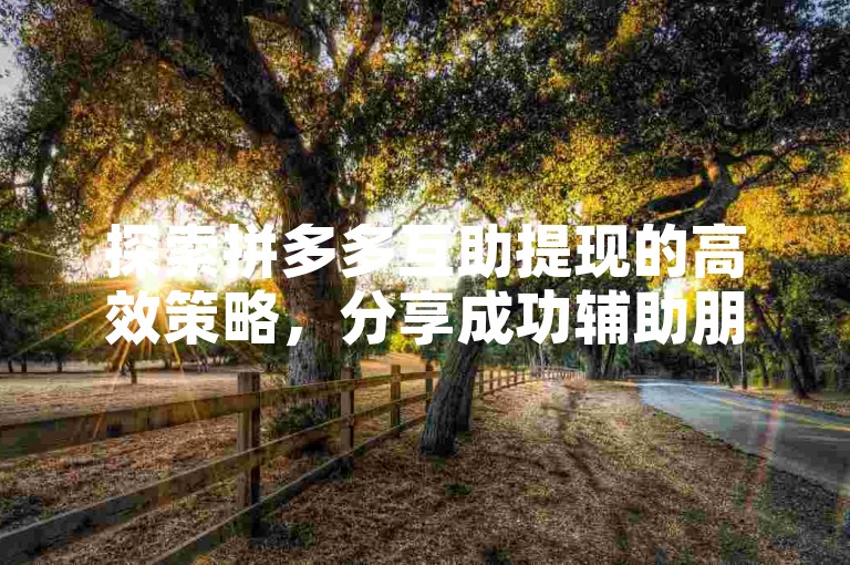 探索拼多多互助提现的高效策略，分享成功辅助朋友达成提现愿望的经验。