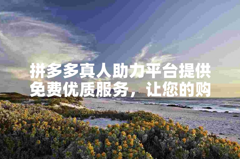 拼多多真人助力平台提供免费优质服务，让您的购物体验更加顺畅。