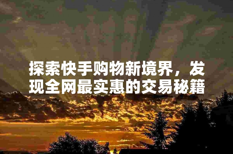 探索快手购物新境界，发现全网最实惠的交易秘籍，2024年必备攻略！