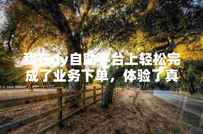 我在dy自助平台上轻松完成了业务下单，体验了真人服务的便捷。