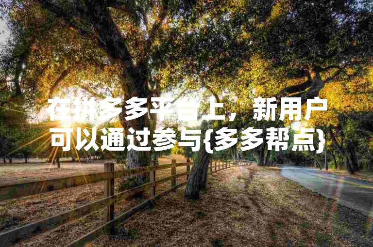 在拼多多平台上，新用户可以通过参与{多多帮点}活动来获得额外的优惠和奖励。