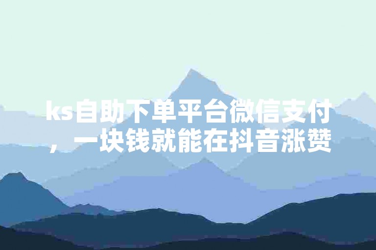 ks自助下单平台微信支付，一块钱就能在抖音涨赞网获得服务。