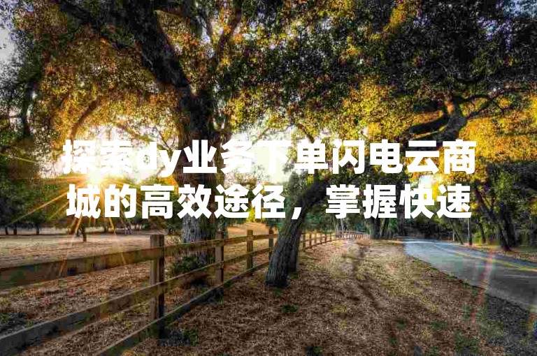 探索dy业务下单闪电云商城的高效途径，掌握快速预约dy业务技巧，享受闪电云商城带来的极速购物体验！新手入门必知！