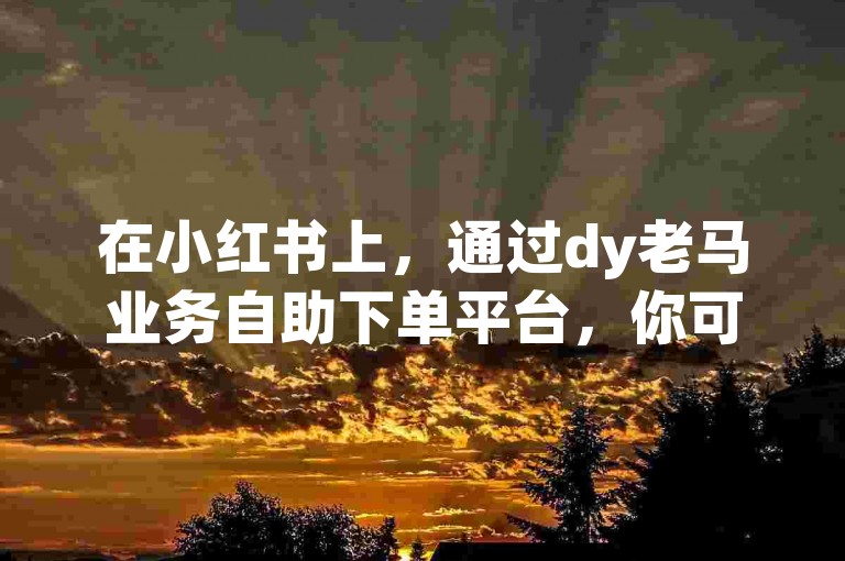 在小红书上，通过dy老马业务自助下单平台，你可以实现24小时不间断的免费涨粉服务。