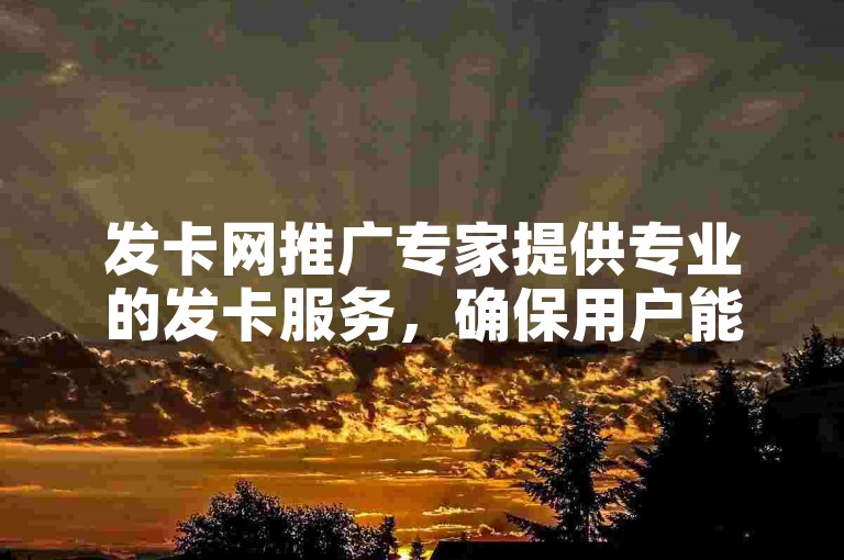 发卡网推广专家提供专业的发卡服务，确保用户能够快速、安全地获取所需卡片。