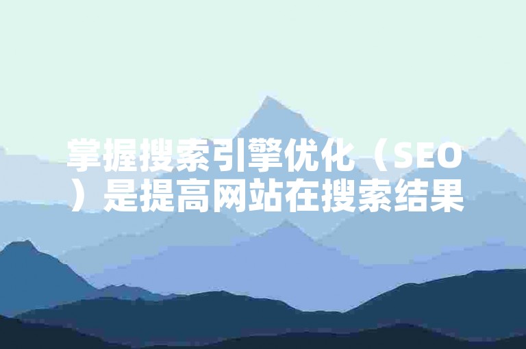 掌握搜索引擎优化（SEO）是提高网站在搜索结果中排名的有效途径。