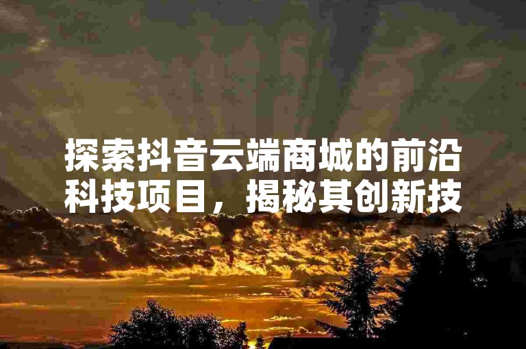 探索抖音云端商城的前沿科技项目，揭秘其创新技术的全方位应用。