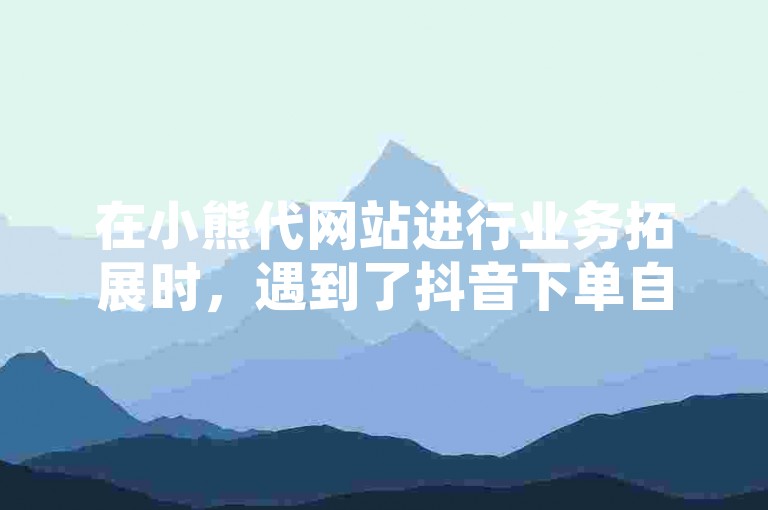 在小熊代网站进行业务拓展时，遇到了抖音下单自助餐却无法使用的情况。