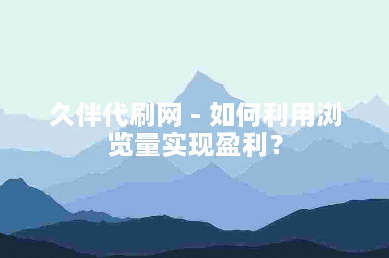 久伴代刷网 - 如何利用浏览量实现盈利？