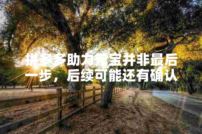 拼多多助力元宝并非最后一步，后续可能还有确认收货、评价等环节。