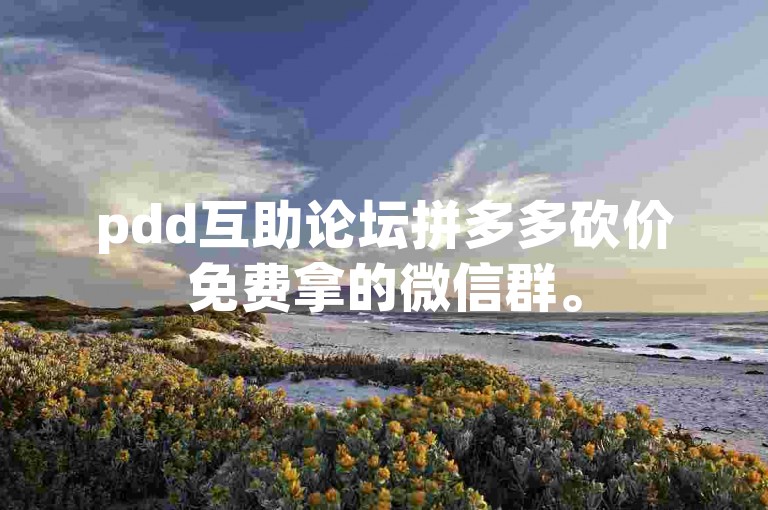 pdd互助论坛拼多多砍价免费拿的微信群。
