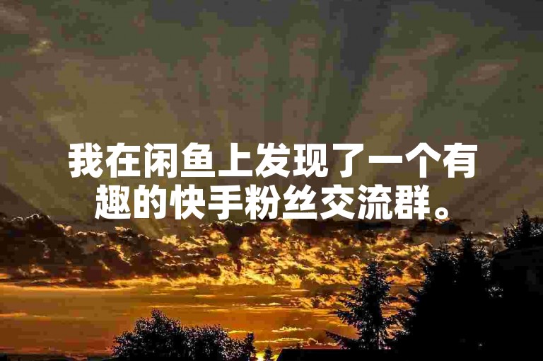 我在闲鱼上发现了一个有趣的快手粉丝交流群。