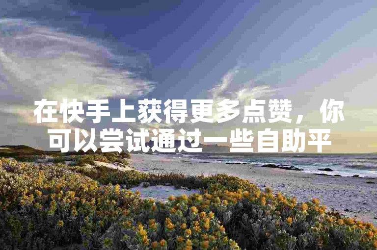 在快手上获得更多点赞，你可以尝试通过一些自助平台以优惠的价格增加你的视频热度。