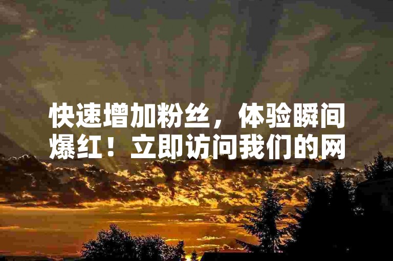 快速增加粉丝，体验瞬间爆红！立即访问我们的网站，享受免费的快手点赞服务，全天候自助下单平台等你来用。