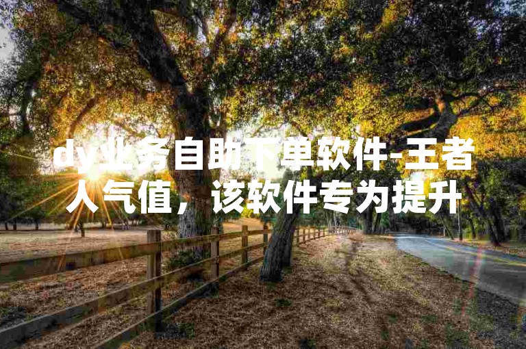 dy业务自助下单软件-王者人气值，该软件专为提升王者荣耀玩家的人气值而设计，通过便捷的自助下单功能，让玩家轻松获得更多关注和点赞。