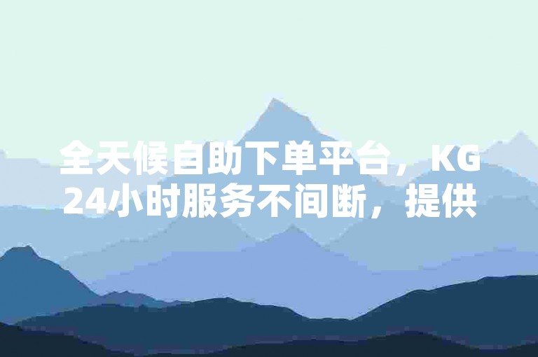 全天候自助下单平台，KG24小时服务不间断，提供市场上最具竞争力的低价选项。