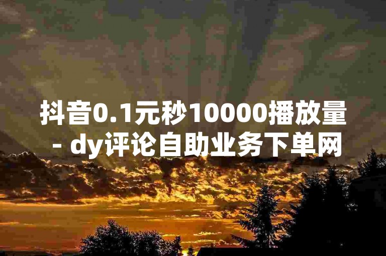 抖音0.1元秒10000播放量 - dy评论自助业务下单网站。