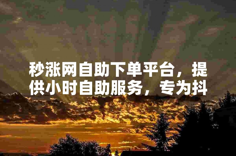 秒涨网自助下单平台，提供小时自助服务，专为抖音用户设计。