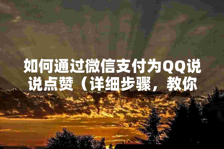 如何通过微信支付为QQ说说点赞（详细步骤，教你用微信支付充值QQ说说赞）？