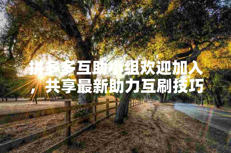 拼多多互助小组欢迎加入，共享最新助力互刷技巧。